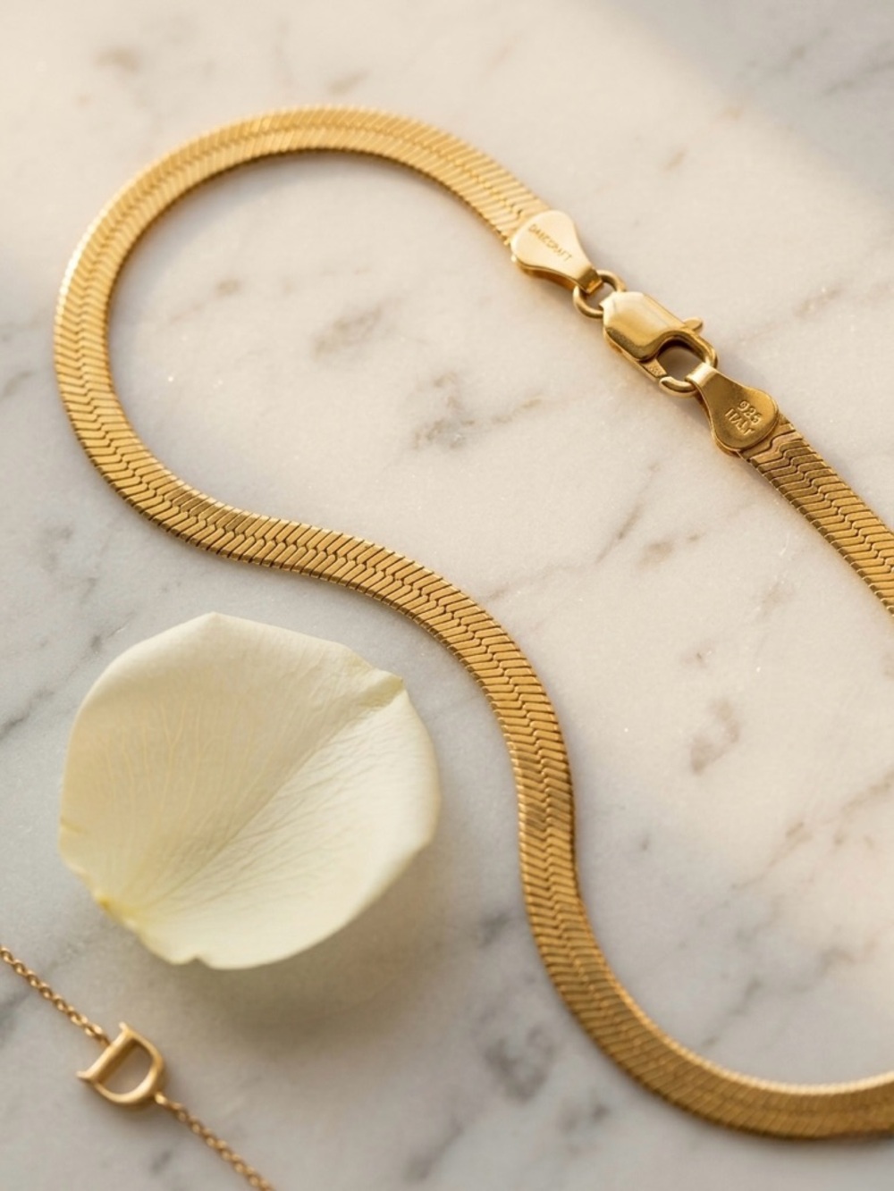Danecraft Gold Vermeil Herringbone Necklace 18" 925 Italy Jewelry Stunning